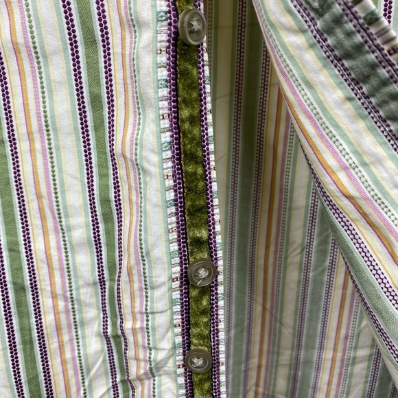 Robert Graham Long Sleeve Striped Button Down Shirt Flip Cuff Men XL velvet trim - Picture 2 of 5